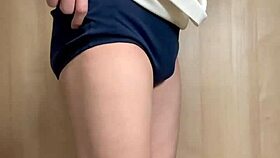 tennis club teen 18+ in uniform plays with huge buttplug under shorts