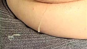 Fat bbw gives outdoor blowjob and gets creampie cumshot from black cock.