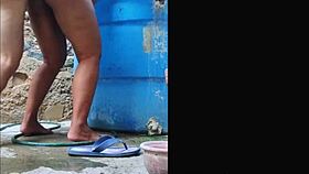 I paid big bathing outside, ended with ass full of cum.