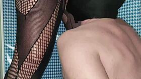 she pees in his mouth, he drinks it, then cleans up the domination mess.