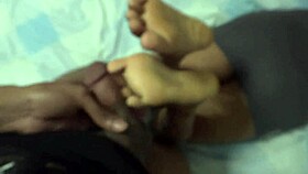 sexy neighbor gives footjob leading to secret cumshot fetish 😏