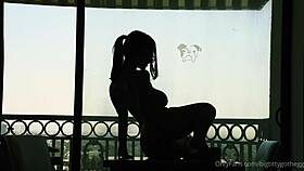 Bigtittygothegg Silhouette rides a toy like it's a cock