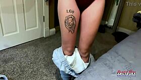 Petite inked blonde rubs her juicy tits and fingers her pussy 😍