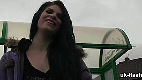 lucia flashes big tits in public car challenge 😈