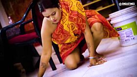 Desi house owner bangs maid after eyeing her big boobs and hairy cunt.