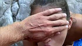 Risky beach blowjob by sloppy teen 18+ model in POV! Damn!