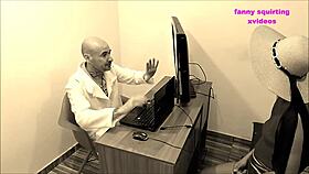 Cleaning employee sucks doctor secretly during consultation