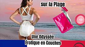 Diaper lover explores sensual trance on French beach