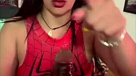 Spider woman cums hard on big black cock