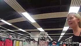 Adorable Czech girl, what are you doing undressing in the supermarket? she teases before POV ride.