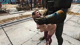 Mutant Pounds Girl in Stockings Doggystyle Bent Over!