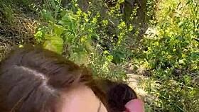 pov blowjob on hiking trail with petite romanian nadia noja licking balls and deepthroating monster cock