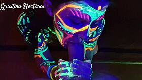 Fucked the wild slim girl in the uv-light with her bent over naked ass and shaved pussy 😈