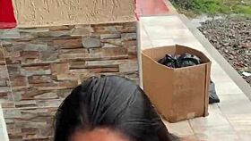 colombian puta sucks cock on street, caught by neighbor?