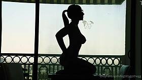 Bigtittygothegg Silhouette rides a toy like it's a cock