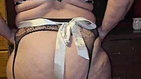 preggo milf casually spreads her cheeks for a wild granny show