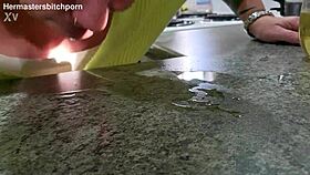 kiwi milf sub slurps up the wine after her master spills it everywhere