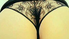 I fuck my wife in her dress, heels, and lace thong on the bed.