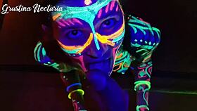 Fucked the wild slim girl in the uv-light with her bent over naked ass and shaved pussy 😈