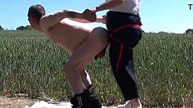 Pegging my boyfriend's ass in the kitchen, cornfield, and bathroom with ass to mouth.