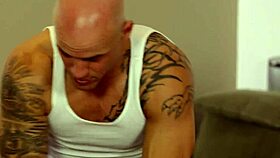 Amateur milf gags hard on masseur's cock during session