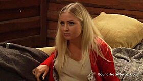 Horny blonde dom undresses tight lesbian slaves for intense orgasms