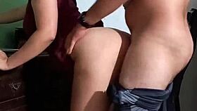 Fucking cheating teen stepsister bent over in missionary before boyfriend arrives