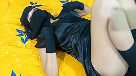 Hot sexy muslim girlfriend enjoys doggy style sex with her college best friend.