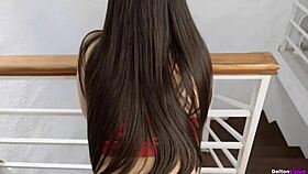 My stepsister enjoys riding my cock in doggystyle and swallowing cum