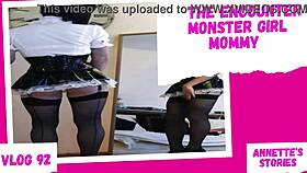 the alien monster girl mommy encounters a human in femdom role. close up uncensored orgasm with anal toys.