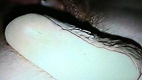 Her Cum Drips Out After Dildo Fucks Wet Wife Hard.