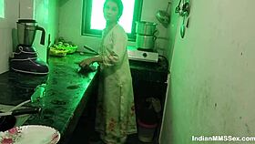 Indian maid fucked roughly in kitchen, deepthroat and pussy play