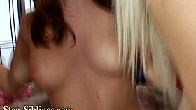 Stepsister Teen 18+ Threeway: Lesbian Fingering and Oral Fun?
