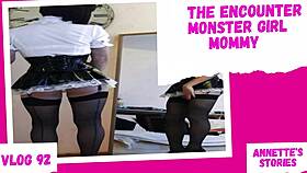 the alien monster girl mommy encounters a human in femdom role. close up uncensored orgasm with anal toys.