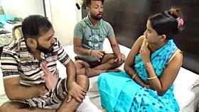 Indian friends convinced their cute maid for a wild desi threesome video.