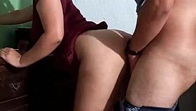 Fucking cheating teen stepsister bent over in missionary before boyfriend arrives