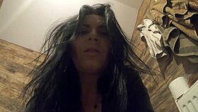 Glamorous fat mommy shows off her hairy pussy in a close-up pissing scene.