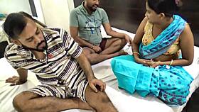 Indian friends convinced their cute maid for a wild desi threesome video.