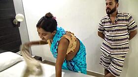 Indian friends convinced their cute maid for a wild desi threesome video.