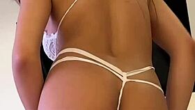 Backstage blowjob and riding with busty Latina model?