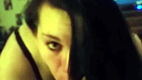 A BBW girlfriend deepthroats her friend's cock in a homemade blowjob.