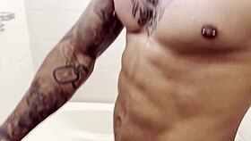 Brunette Latina Muscular in surprising shower anal xxx