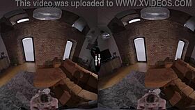 blonde bride gives blowjob and handjob in dark room vr