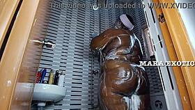 ebony nigerian couple shower standing doggystyle fuck - mara exotic