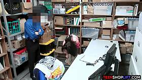 this teen cutie got caught stealing and slammed by security's big cock instead of jail