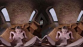 blonde bride gives blowjob and handjob in dark room vr