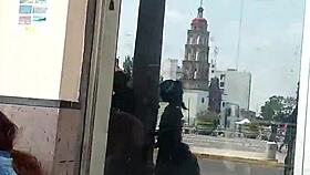 two friends spy on each other in the fruit center