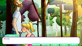 in paradise island, she gives a blowjob in the orchard