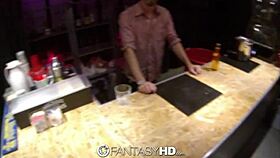 hot brunette babe dani daniels fucks at strip club, clothes ripped