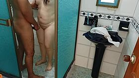 Hidden camera in bathroom catches Latina undressing. I jerk off then accidentally bang her!